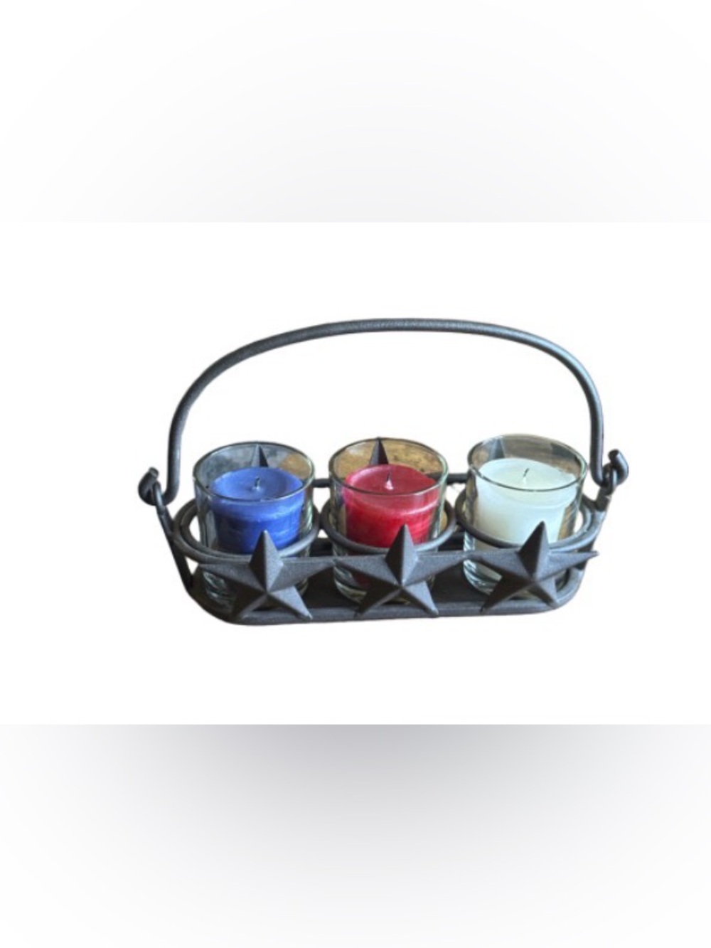 Rustic Yankee candle  Metal Star Votive Holder with Glass Cups